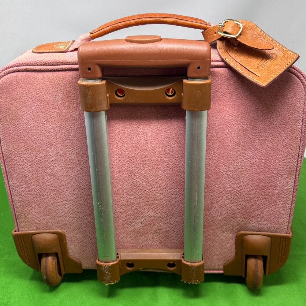 Bric's Pink Pebbled Suede Rolling Luggage Bag - Picture 9 of 15